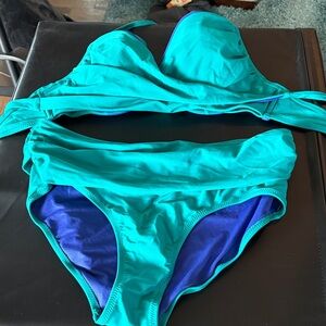 Old Navy Teal and Blue Bikini Set